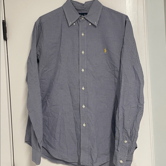 Ralph Lauren Navy Checkered Classic Fit Shirt - Picture 1 of 4
